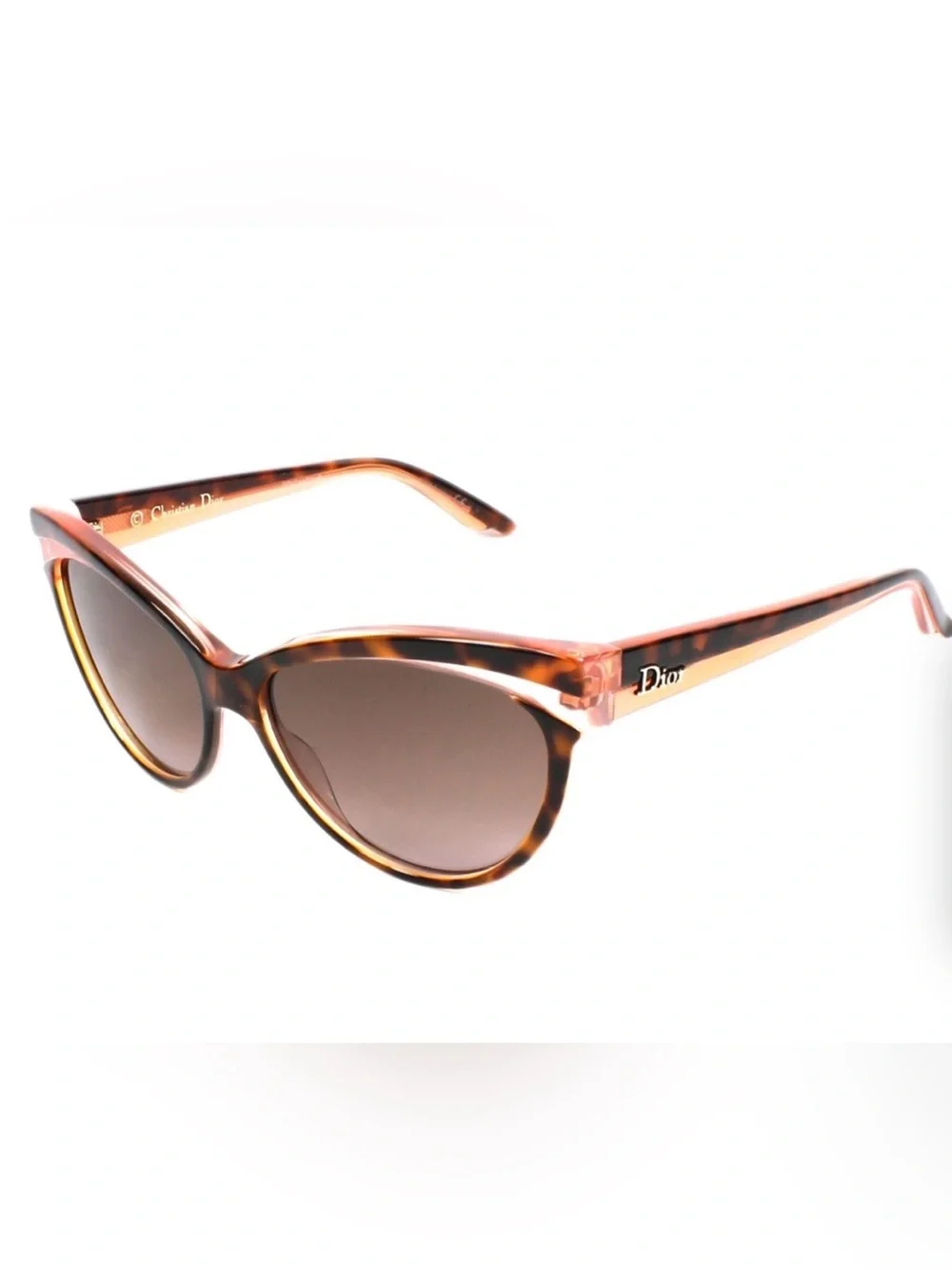 Dior Tortoiseshell and Pink Cat-Eye Sunglasses - Brown Lenses